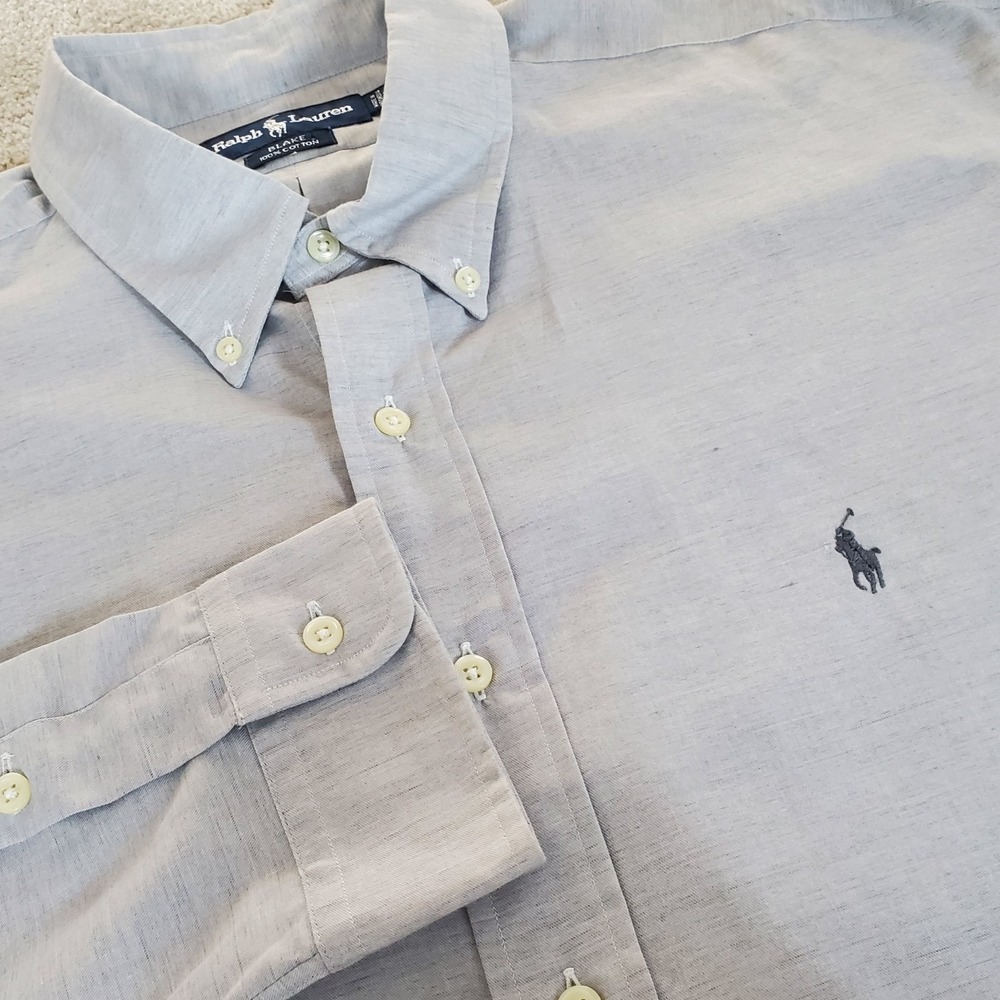 Vintage Ralph Lauren Blake Men's Button Down Shirt Size XL Gray Long Sleeve NWTG